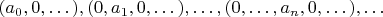 $(a_0 , 0 , \dots), (0 , a_1, 0 , \dots), \dots , (0 , \dots , a_n , 0 , \dots), \dots$