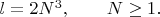 $l=2N^3,\qquad N\geq1.\qquad$