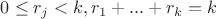 $0 \leq r_j < k, r_1+...+r_k = k$