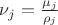 $\nu_{j}=\frac{\mu_{j}}{\rho_{j}}$