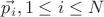 $\vec{p_i}, 1 \le i \le N$