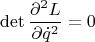 $$\det\frac{\partial^2L}{\partial \dot q^2}=0$$