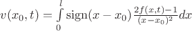 $v(x_0, t) = \int\limits_0^l \operatorname{sign} (x - x_0) \frac{2f(x, t)-1}{(x-x_0)^2} dx$