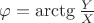 $\varphi = \arctg \frac Y X$