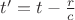 $t'=t-\frac{r}{c}$