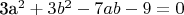 3a^2+3b^2-7ab-9=0
