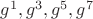 $g^{1},g^{3},g^{5},g^{7}$