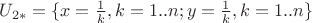 $U_{2\ast}=\{x=\frac{1}{k},k=1..n;y=\frac{1}{k},k=1..n\}$
