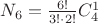 $N_6=\frac{6!}{3! \cdot 2!} C^1_4$