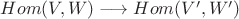 $Hom(V,W)\longrightarrow Hom(V',W')$ $Hom(V,W)\longrightarrow Hom(V',W')$