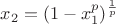 $x_2=(1-x_1^p)^{\frac1p}$