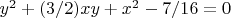 $y^2+(3/2)xy+x^2-7/16=0$