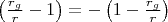$\left(\frac{r_g}r-1\right)=-\left(1-\frac{r_g}r\right)$