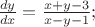 $\frac{dy}{dx}=\frac{x+y-3}{x-y-1};$