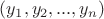 $(y_1,y_2,...,y_n)$