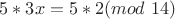 $5*3x=5*2 (mod \ 14)$