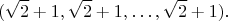 $$
(\sqrt{2}+1, \sqrt{2}+1, \ldots, \sqrt{2}+1).
$$