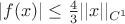 $|f(x)| \le \frac{4}{3}||x||_{C^1}$
