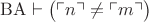 ${\rm BA}\vdash\bigl(\ulcorner n\urcorner\ne\ulcorner m\urcorner\bigr)$