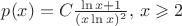 $p(x)=C\frac{\ln x +1}{(x\ln x)^2},\,x\geqslant2$