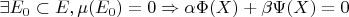 $\exists E_0 \subset E, \mu(E_0) = 0 \Rightarrow \alpha\Phi(X) + \beta\Psi(X) = 0$