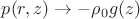 $p(r,z)\to-\rho_0g(z)$