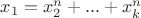 $x_1=x_2^n+...+x_k^n$