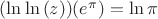$(\ln{\ln{(z)}})(e^{\pi})=\ln{\pi}$