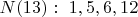 $N(13): \ 1,5,6,12$