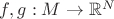 $f,g:M\to\mathbb{R}^N$