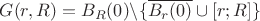 $G(r,R)=B_R(0)\backslash\{\overline{B_r(0)}\cup [r;R]\}$