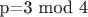 p=3 mod 4