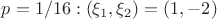 $p=1/16:(\xi_1,\xi_2)=(1,-2)$