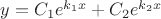 $y=C_1e^{k_1x}+C_2e^{k_2x}$