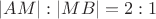 $ |AM| : |MB| = 2 : 1$ $ |AM| : |MB| = 2 : 1$