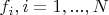 $f_i, i=1,...,N$