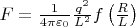 $F = \frac{1}{4 \pi \varepsilon_0} \frac{q^2}{L^2} f \left( \frac{R}{L} \right)$