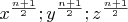 $x^\frac {n+1}{2}; y^\frac {n+1}{2};z^\frac {n+1}{2}$