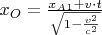 $x_O=\frac{x_A_1+v\cdot t}{\sqrt{1-\frac{v^2}{c^2}}}$