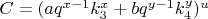 $C=(aq^{x-1}k_3^x+bq^{y-1}k_4^y)^u$
