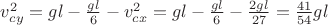 $v_{cy}^{2}=gl-\frac{gl}{6}-v_{cx}^{2}=gl-\frac{gl}{6}-\frac{2gl}{27}=\frac{41}{54}gl$