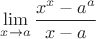 $$\lim\limits_{x\to a}^{}\frac{x^x - a^a}{x - a}$