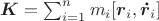 $\boldsymbol K=\sum_{i=1}^nm_i[\boldsymbol r_i,\boldsymbol{\dot r}_i]$