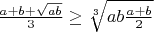 $\frac{a+b+\sqrt{ab}}{3}\geq \sqrt[3]{ab\frac{a+b}{2}}$