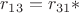 $r_{13} = r_{31}*$