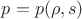 $p = p(\rho, s)$