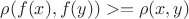 $\rho(f(x), f(y))>=\rho(x, y)$