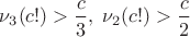 $\nu_3(c!)>\dfrac c 3,\;\nu_2(c!)>\dfrac c 2$
