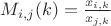 $M_{i,j}(k)=\frac {x_{i,k}} {x_{j,k}}$