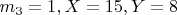 $ m_3=1,   X=15,     Y=8$